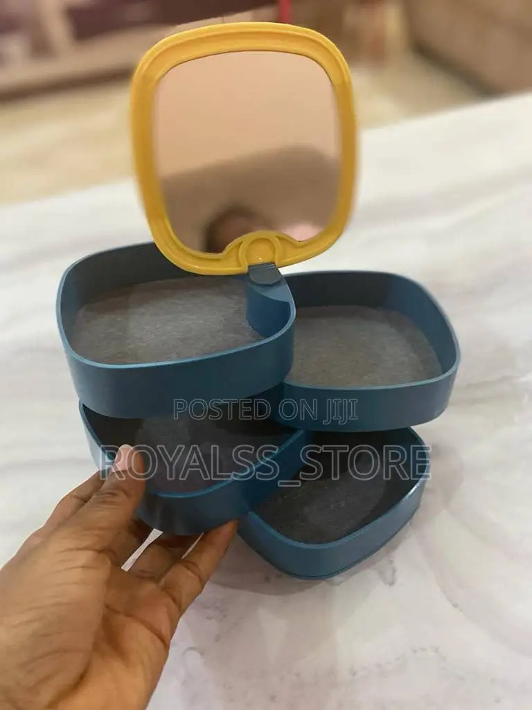 4 Layer Mini Rotating Jewelry Box With Mirror Jewelry Organizer