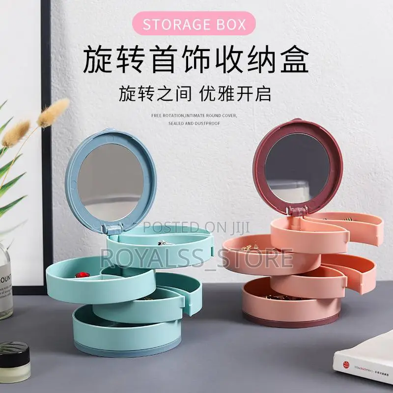 4 Layer Mini Rotating Jewelry Box With Mirror Jewelry Organizer