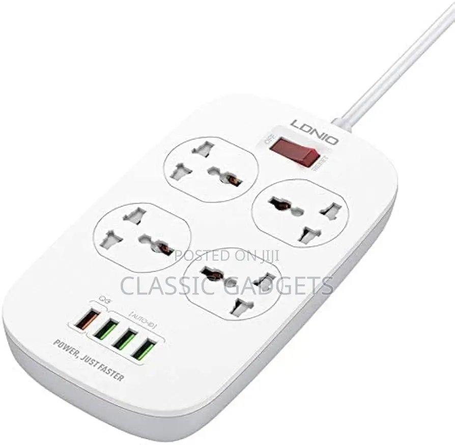 LDNIO Four Independent Switch Sockets With 4 Usb Ports