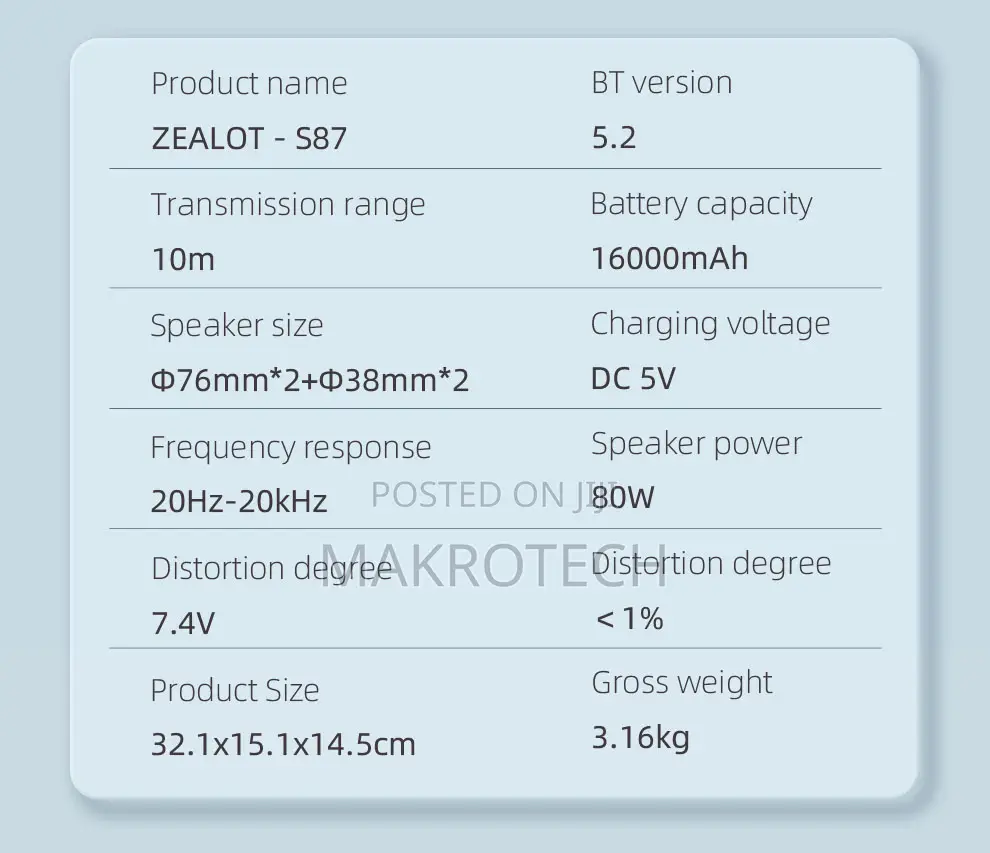ZEALOT S87 80W High Power 16000mah Big Battery