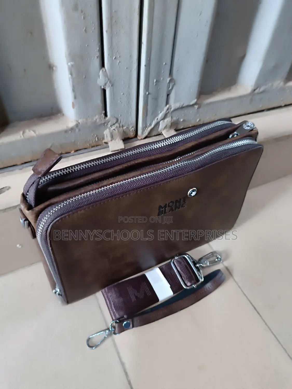 Mont Blanc Leather Men Armpit Purse and Side Bag