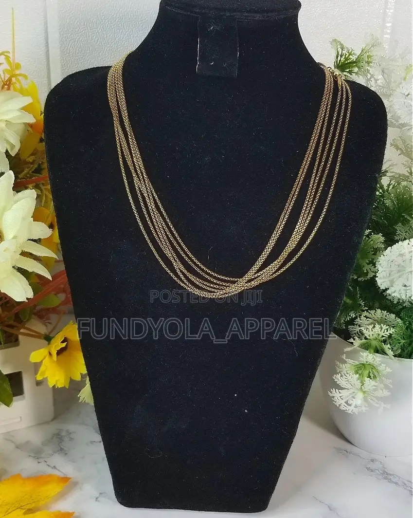 Round Pearl Steel Gold Short Chain