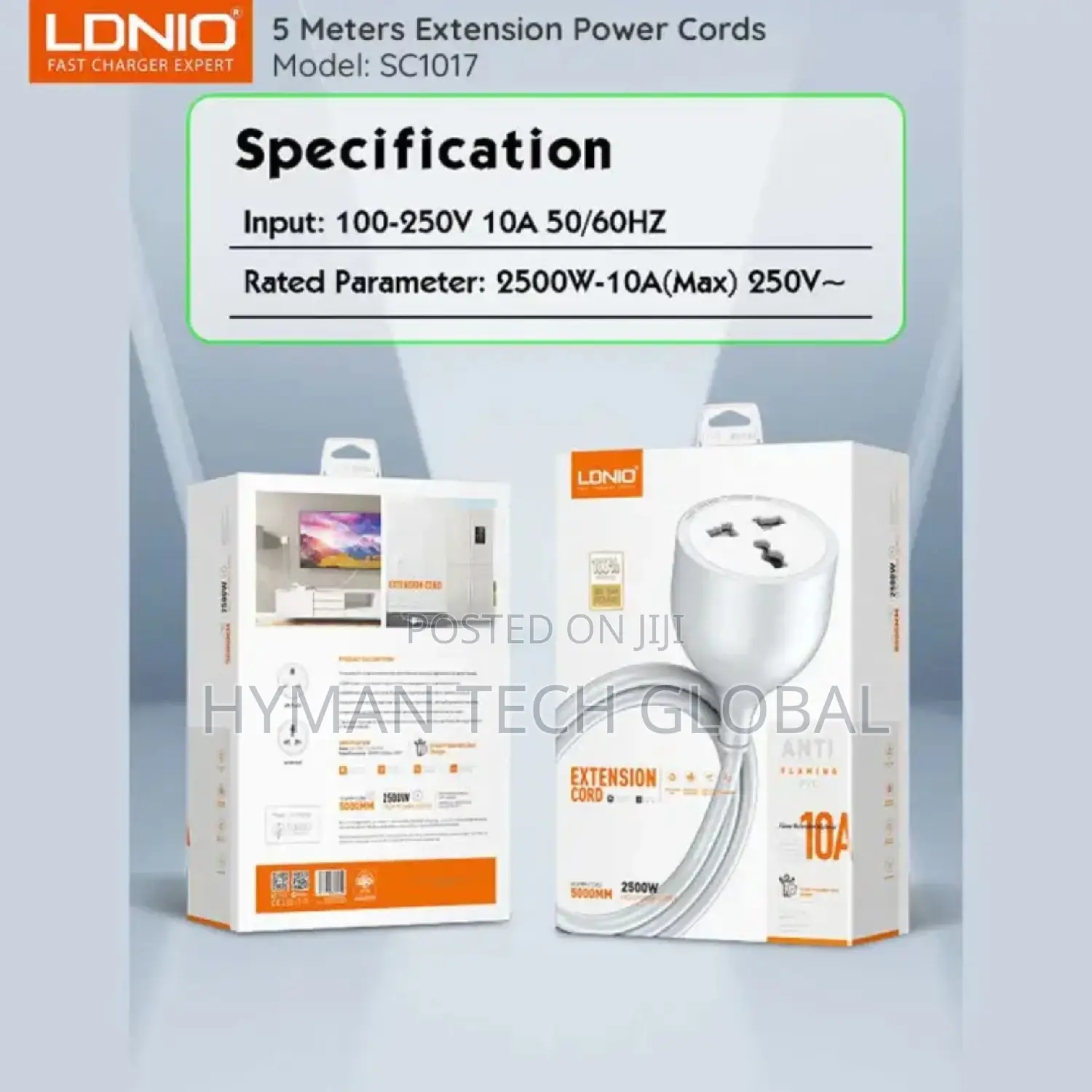 LDNIO SC1017 Universal UK 5m Extension Power Cord