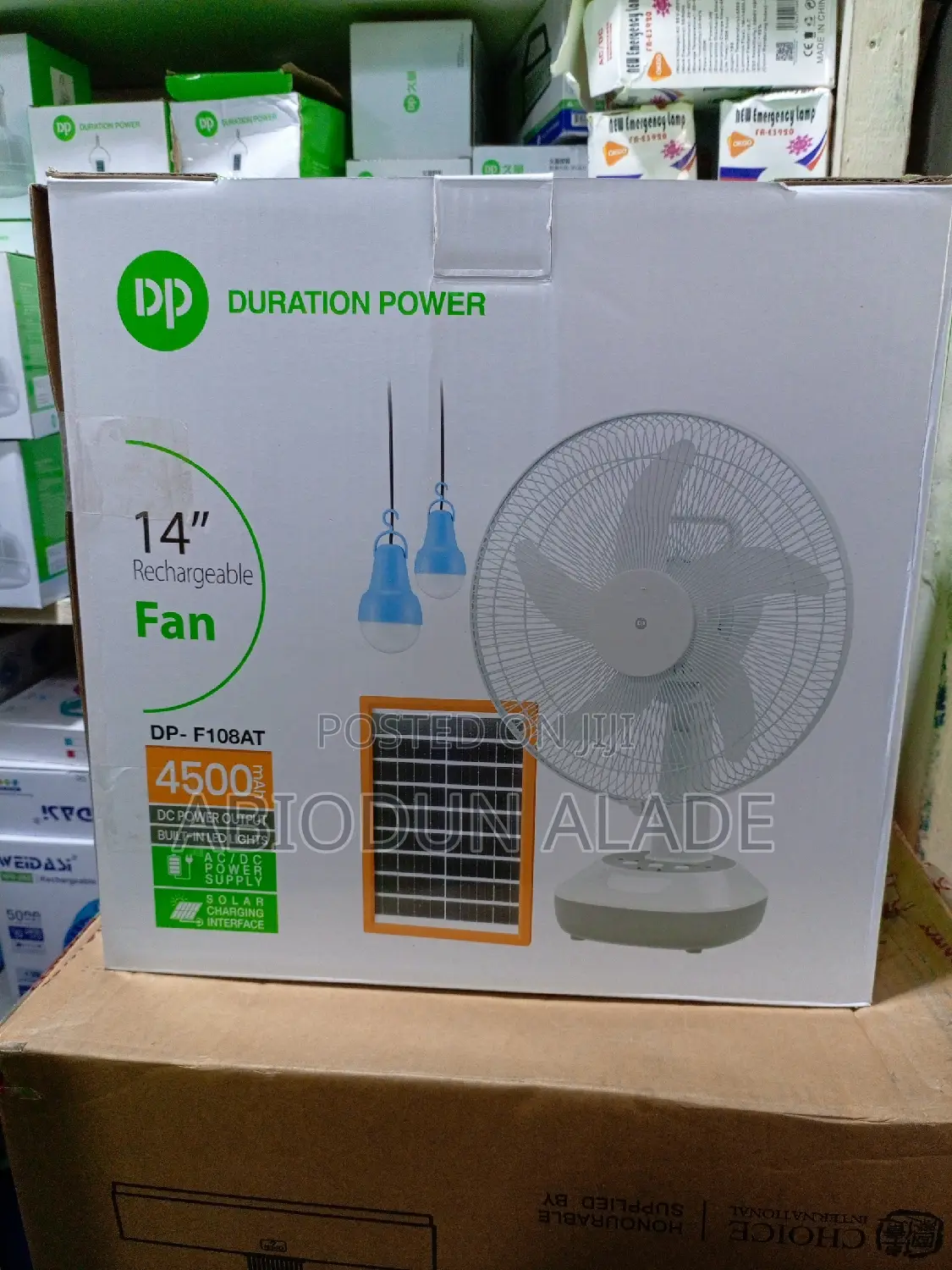 4500mah 14 Inches DP Solar Rechargeable Fan