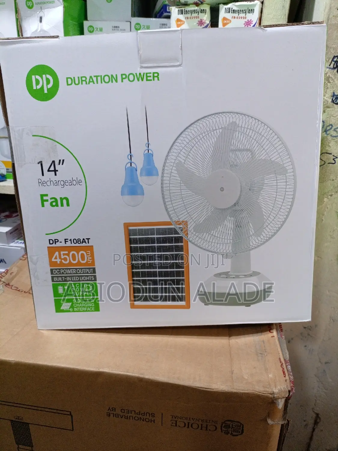 4500mah 14 Inches DP Solar Rechargeable Fan