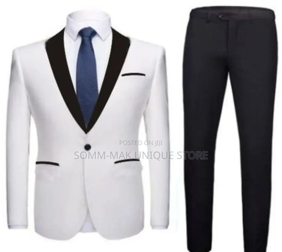 Trendy Elegant Wedding Tuxedo Men Suit - White and Black