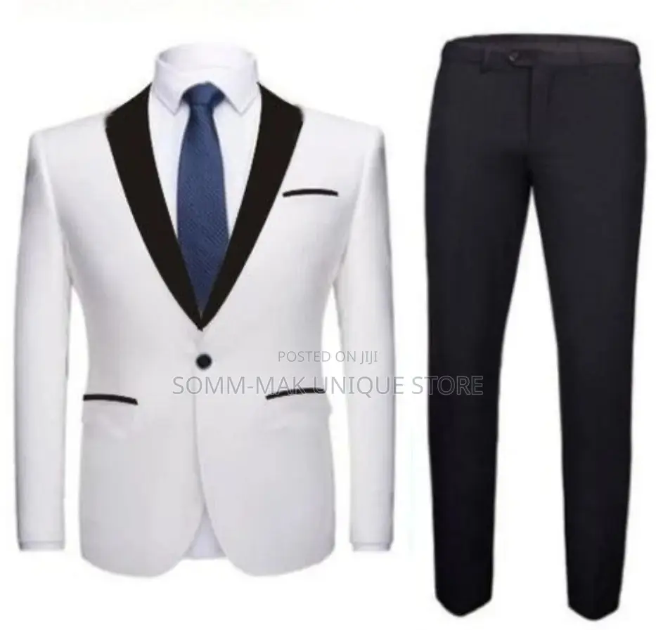 Trendy Elegant Wedding Tuxedo Men Suit - White and Black