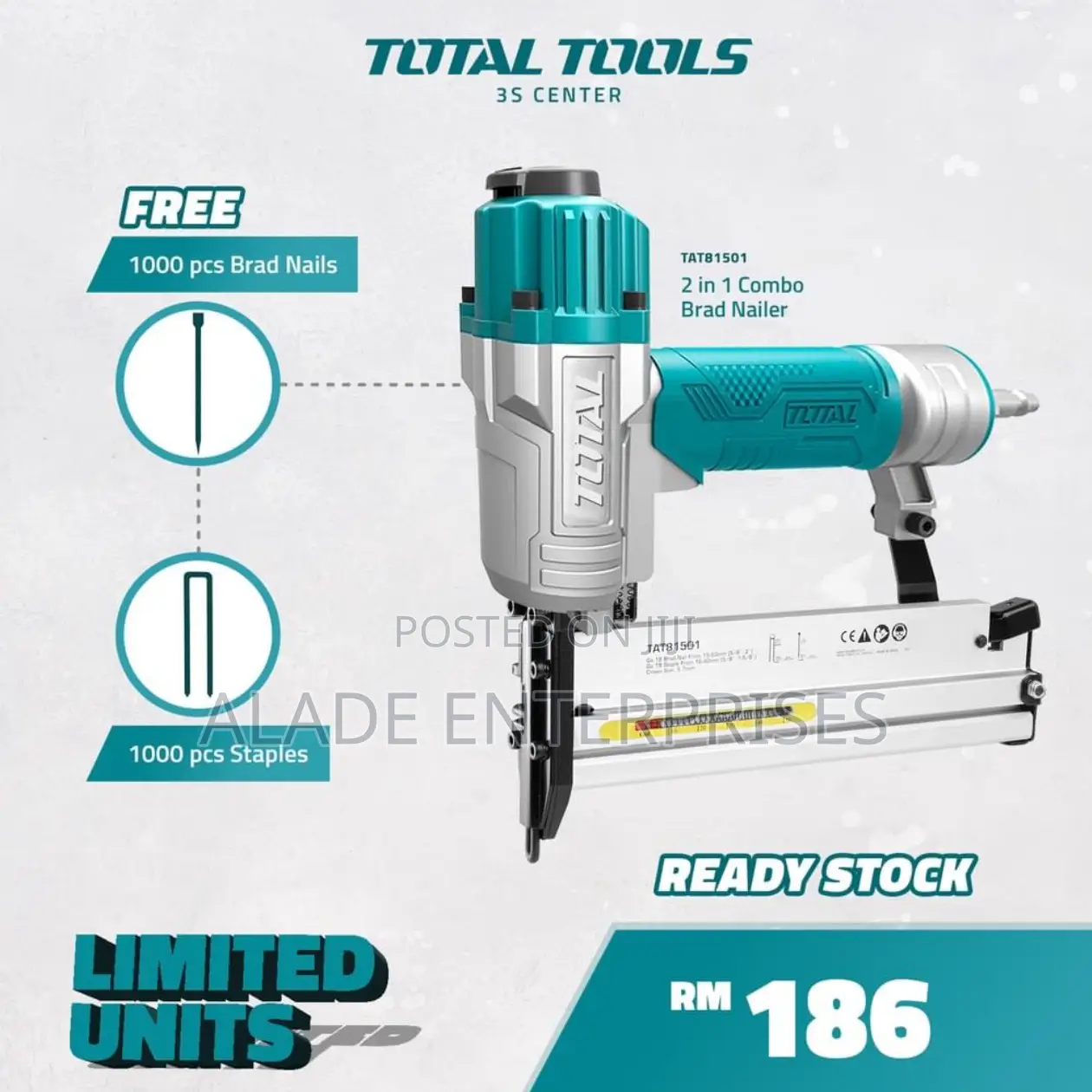 Total High Quality 2 IN 1 Combo Brad Nailer With Nails