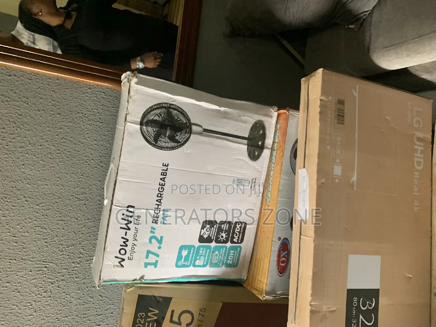 Powerful 17.2 Rechargeable Cooling Wow-Win Standing Fan