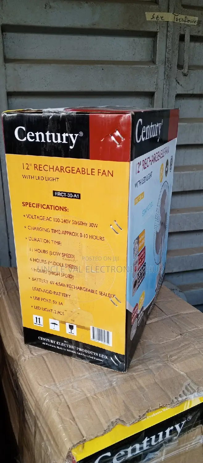 Century 12" Rechargeable Table Fan