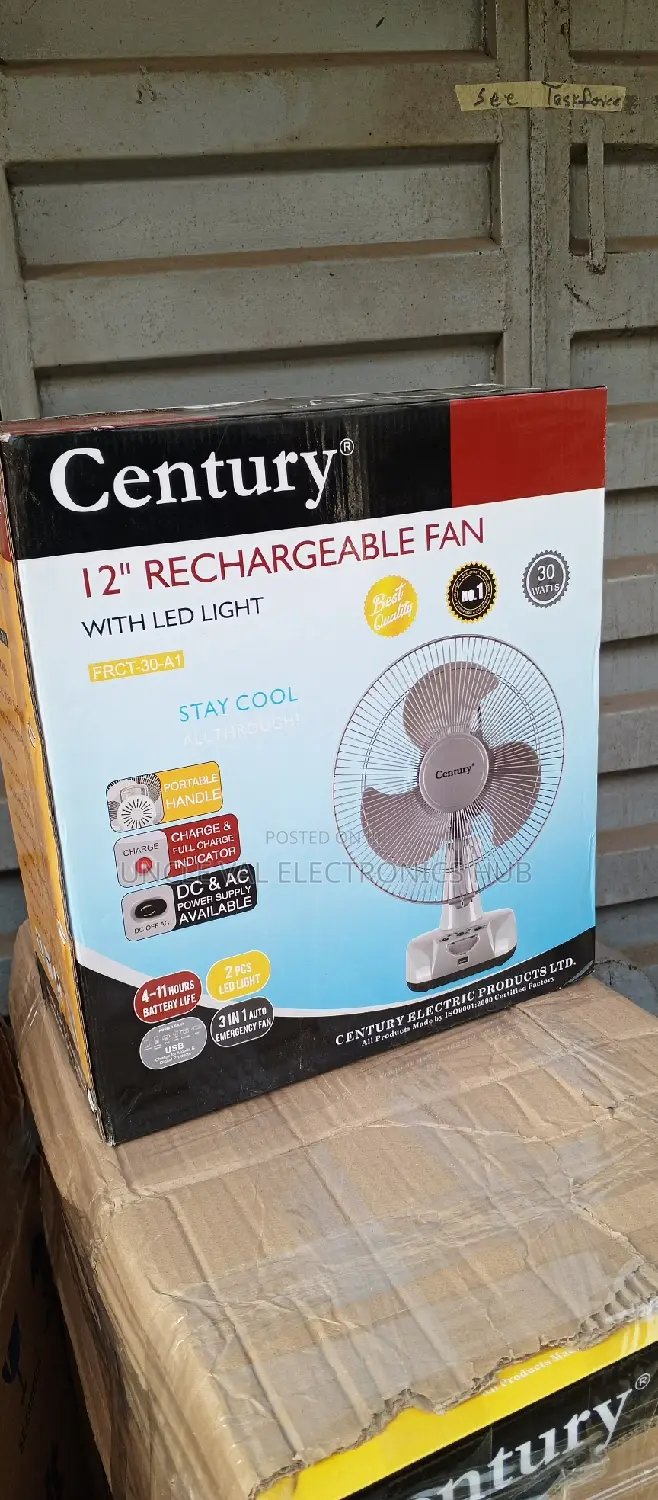 Century 12" Rechargeable Table Fan