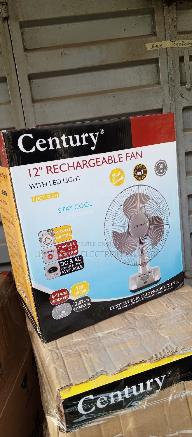 Century 12" Rechargeable Table Fan