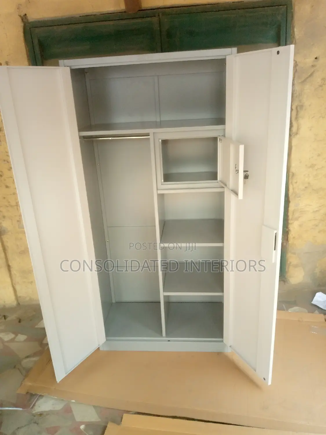 Metal Wardrobe/Bookshelf Full Height With Safe
