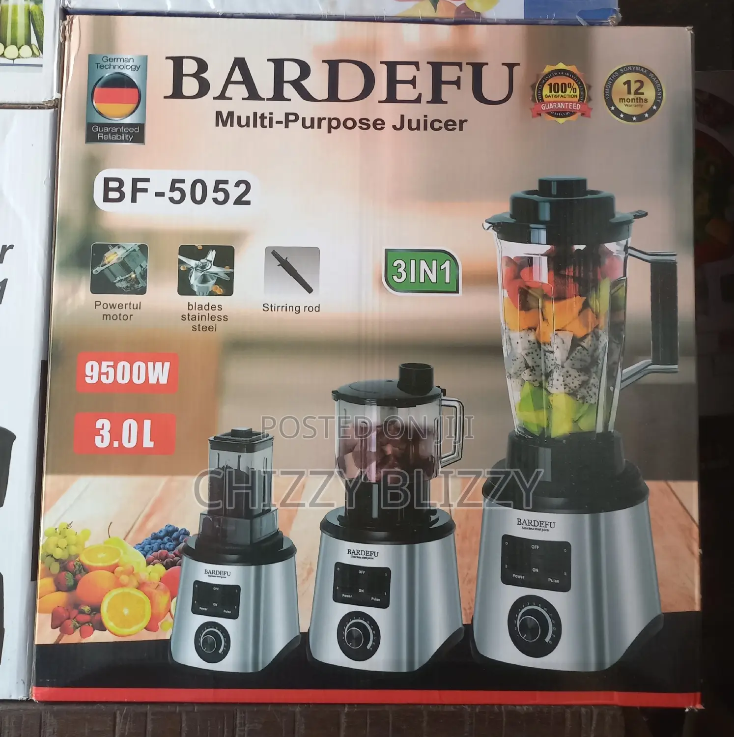 Bardefu Multi Purpose Juicer 3in1,9500w,3L