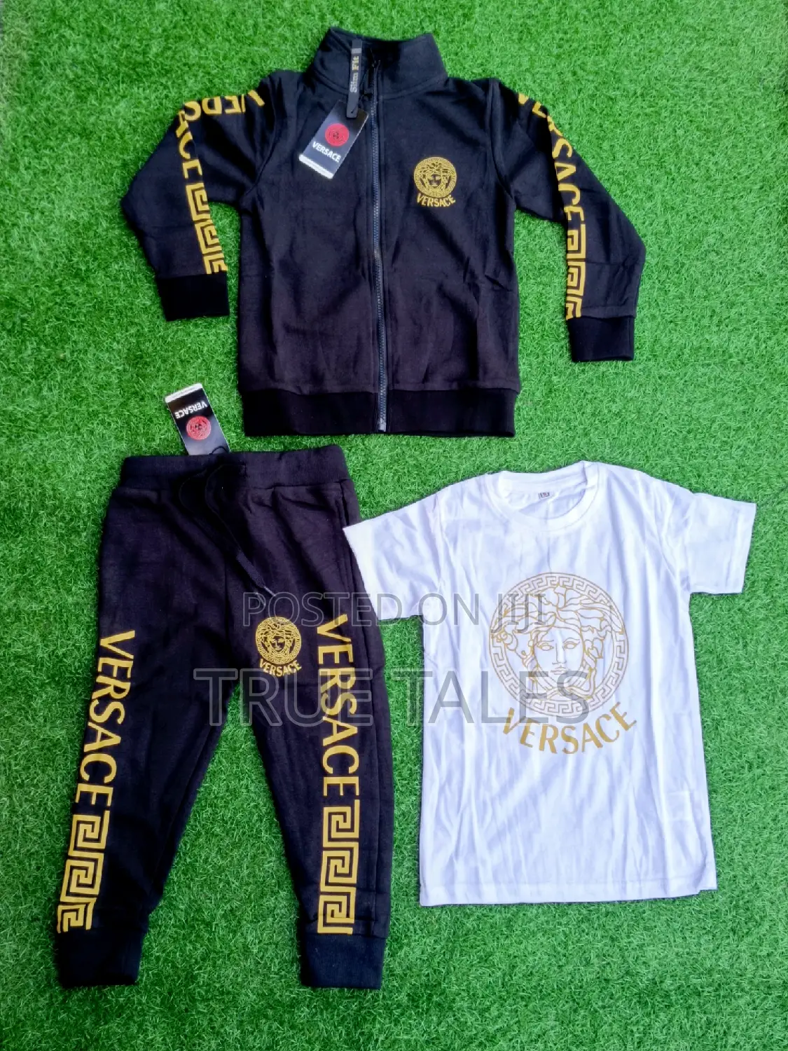VERSACE Unisex 3 in 1 Tracksuit, Joggers Roundneck Top Set