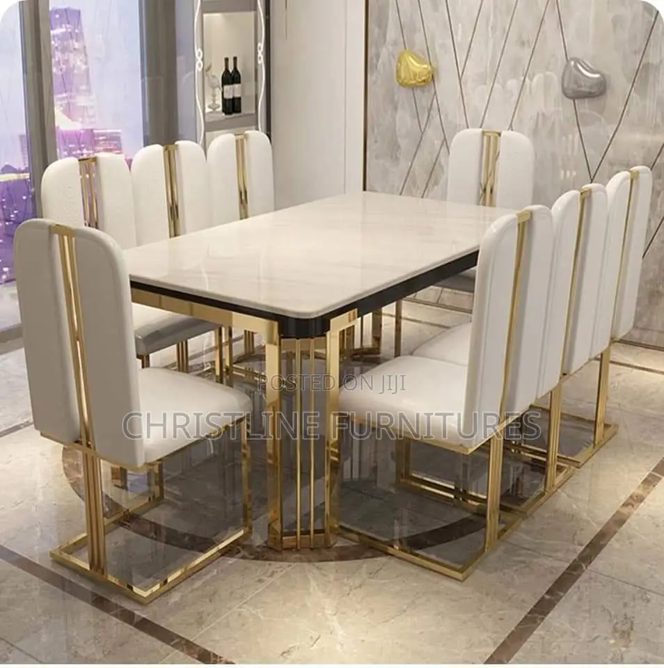 Marble Top Dining Table Set by 8