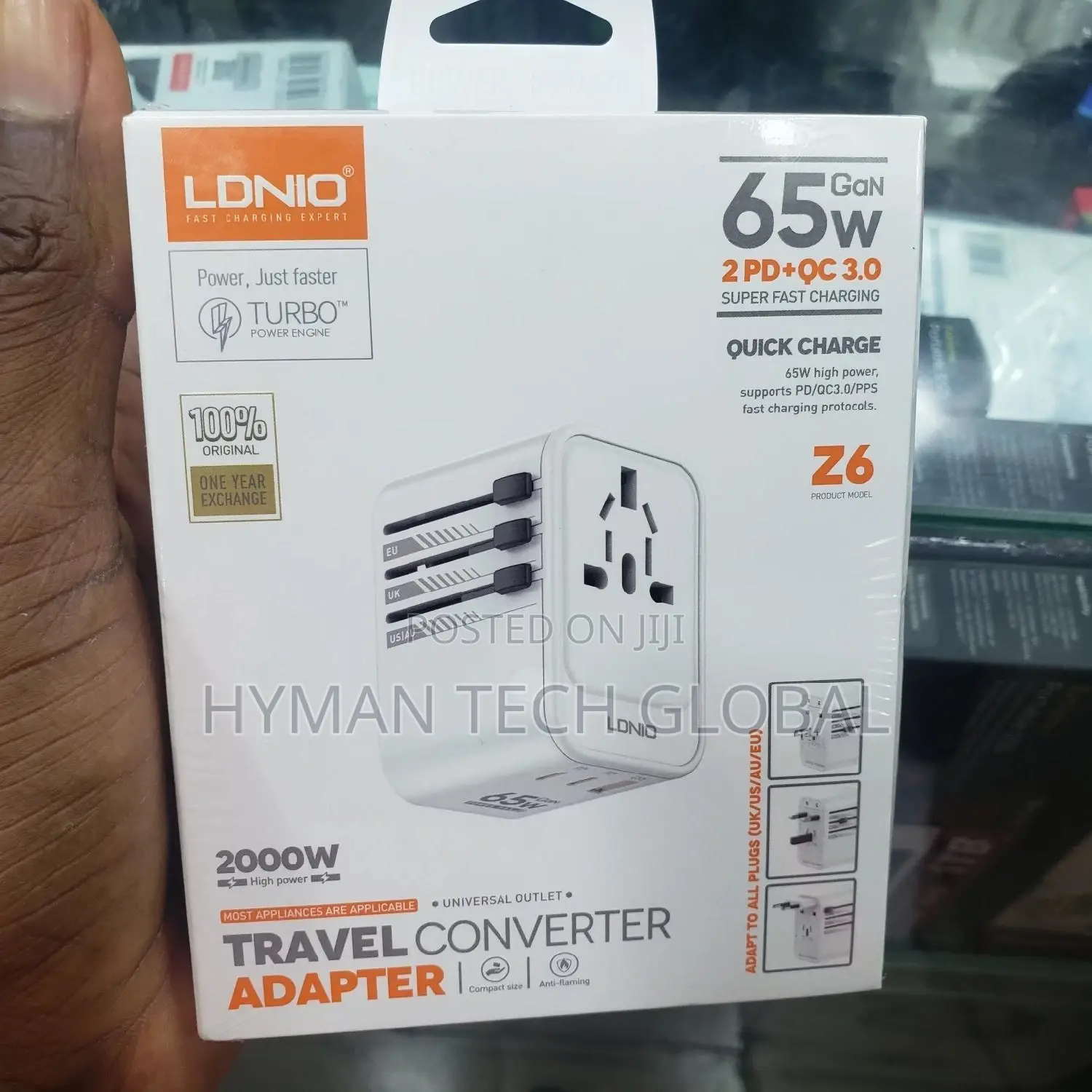 3 USB Ports 65W Gan Travel Adapter Z6