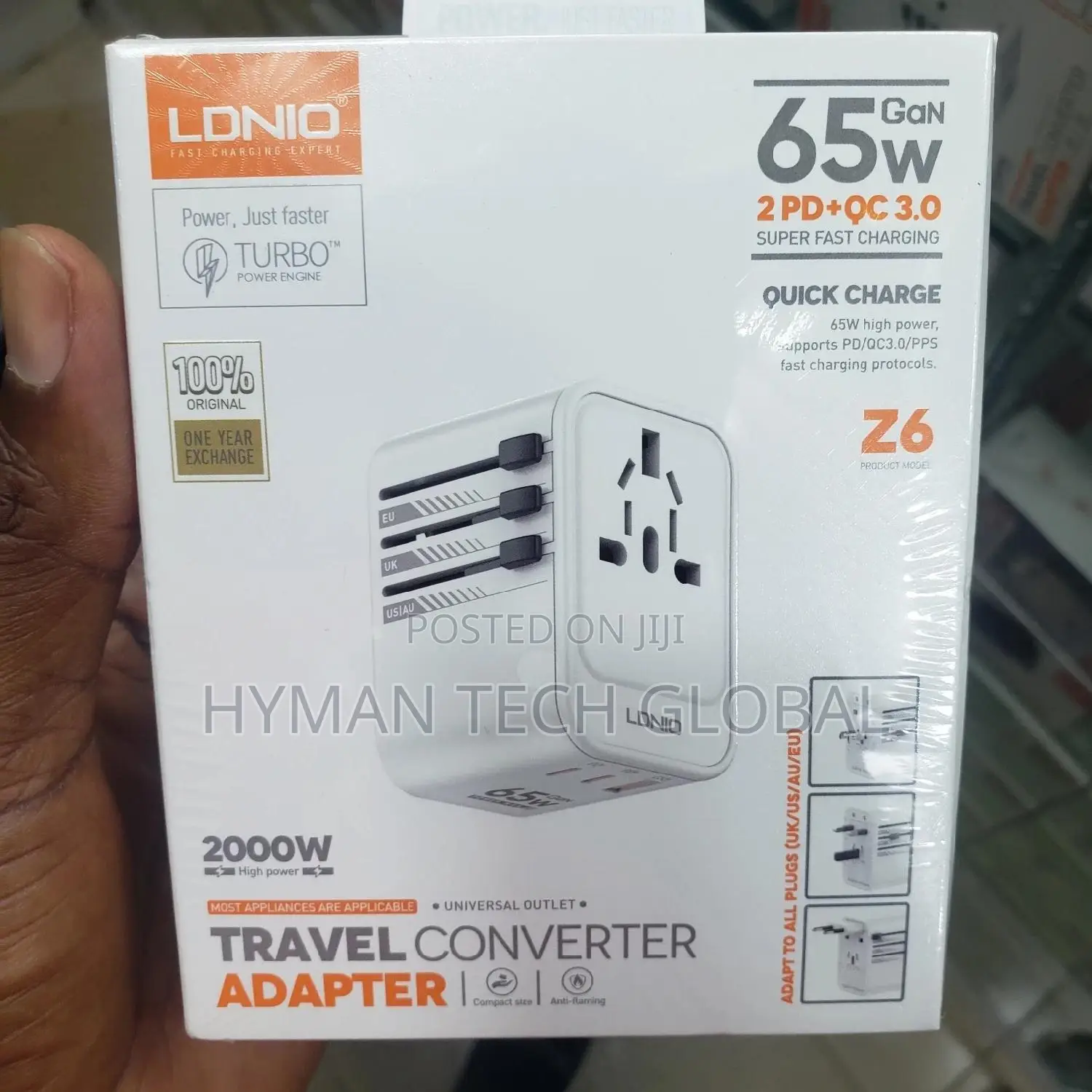 3 USB Ports 65W Gan Travel Adapter Z6