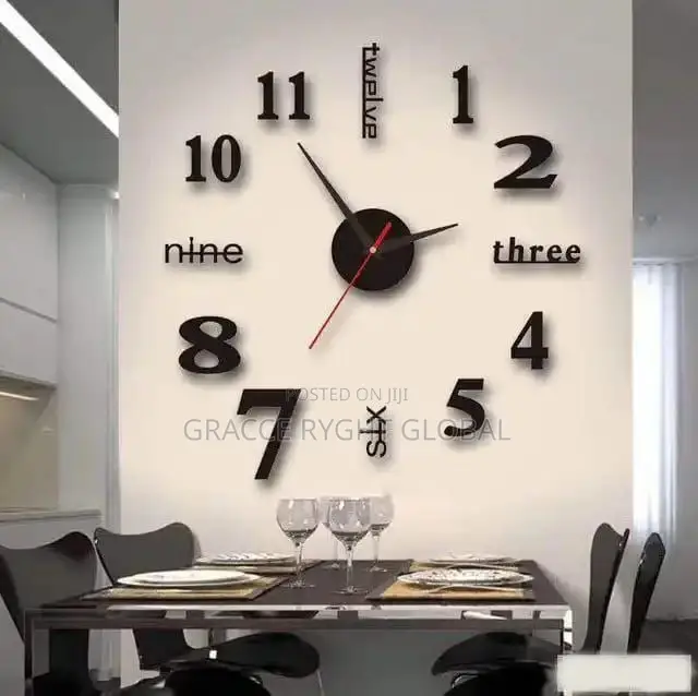 3d DIY Black Wall Clock