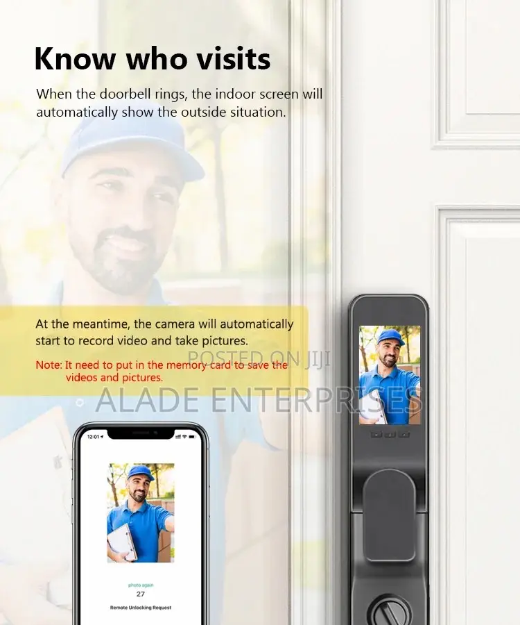 English/Russian/Spanish Voice/ 3D Face Recognition Door Lock