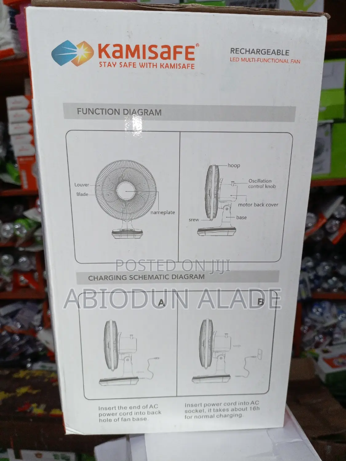 12 Inches Kamisafe AC/DC High Speed Rechargeable Fan