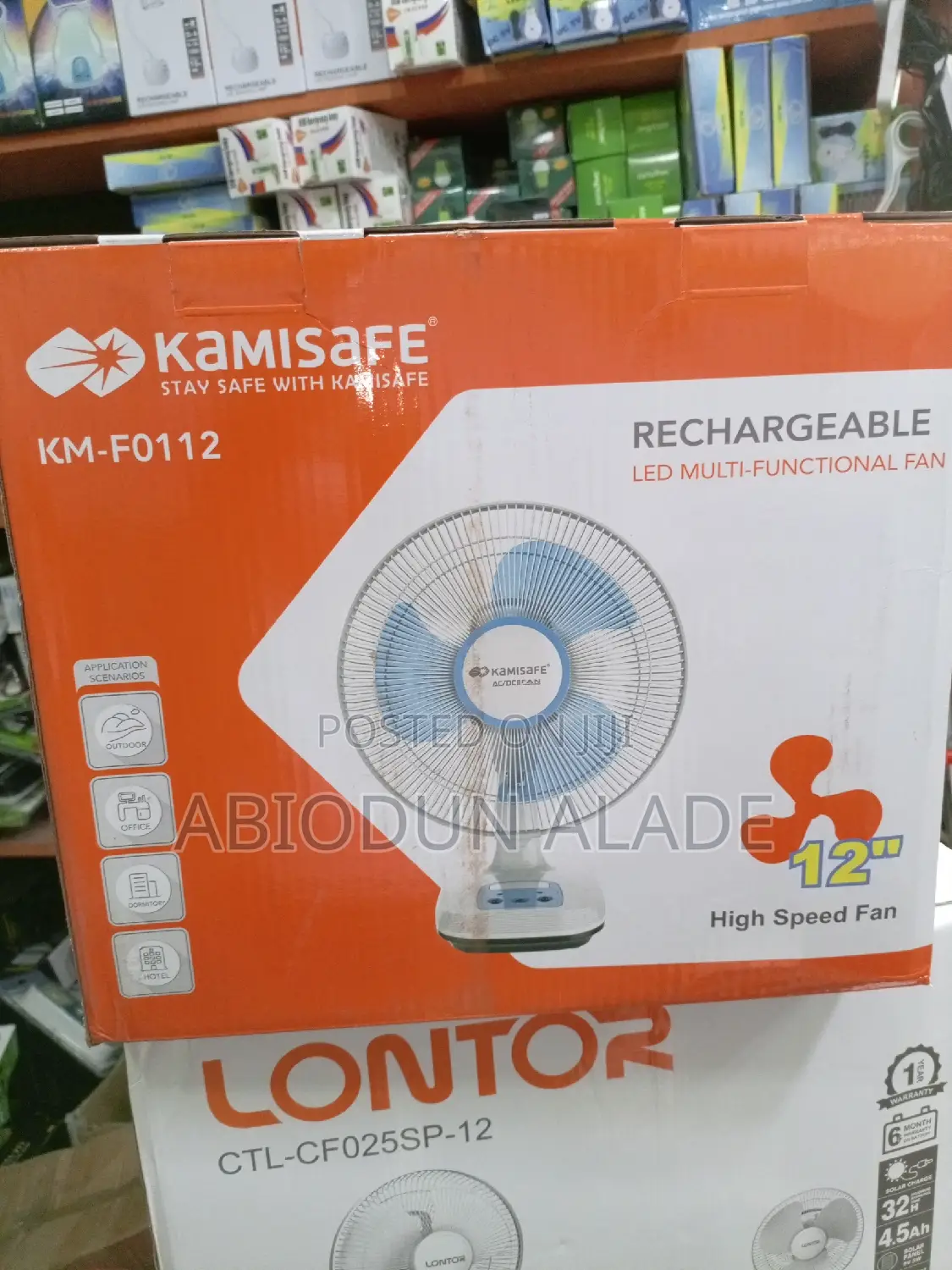 12 Inches Kamisafe AC/DC High Speed Rechargeable Fan