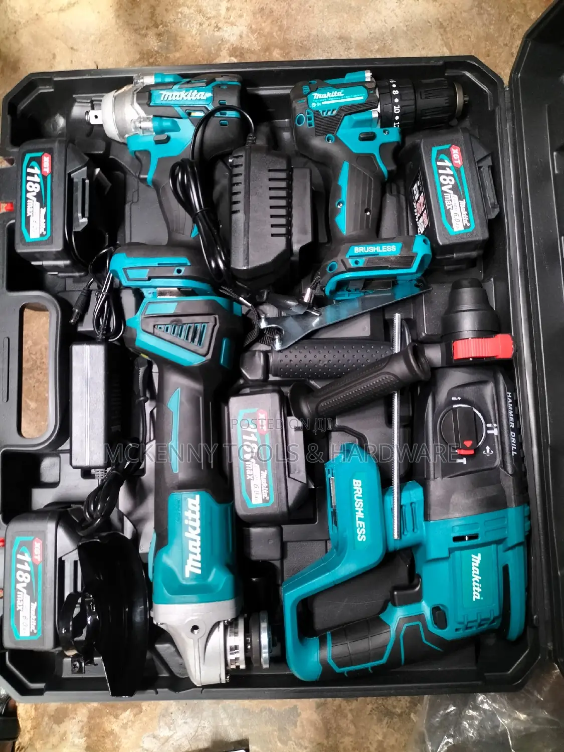 Makita Cordless Heavy Duty 4 Tools 118v 4 Batteries