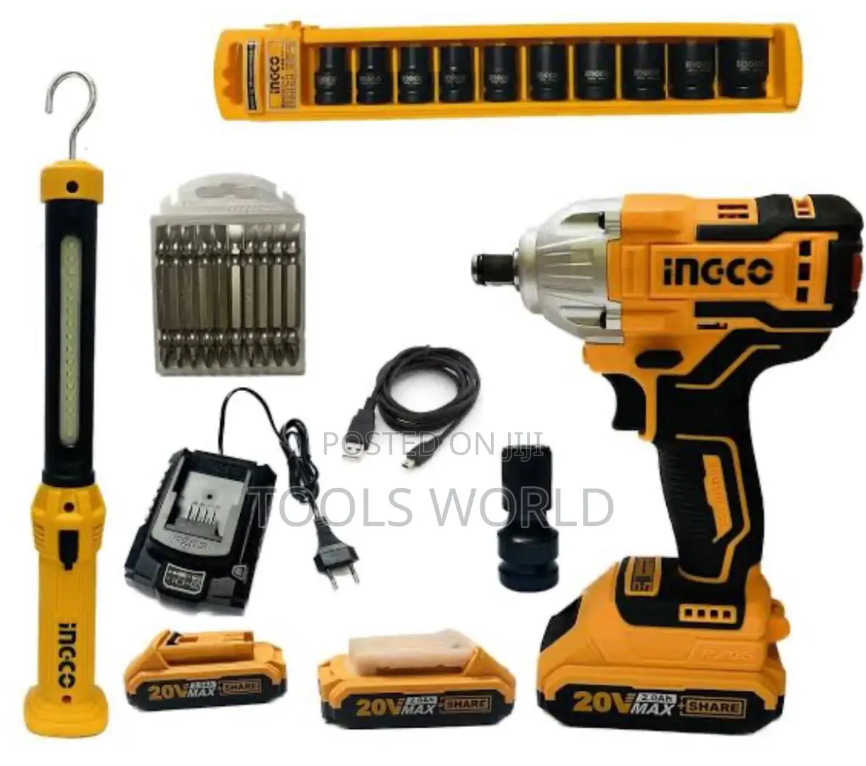 COSLI23011 Ingco 5 In 1 Cordless Impact Wrench With Kit