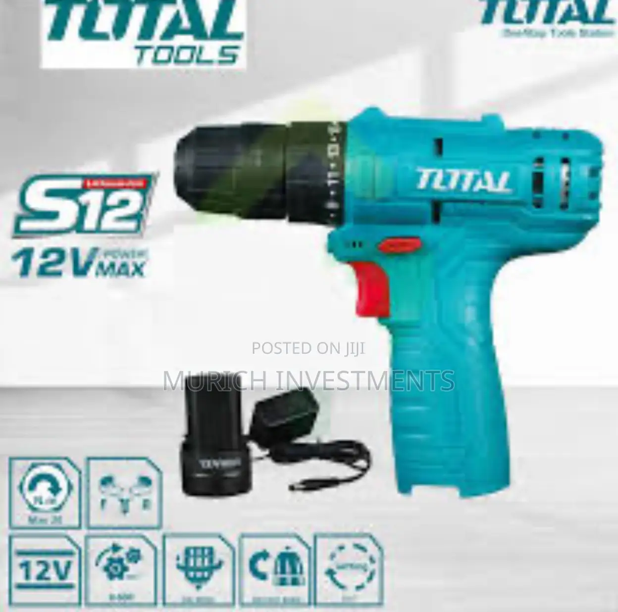TOTAL Li-ion Cordless Drill + 2 PCS 1.5ah Battery Charger