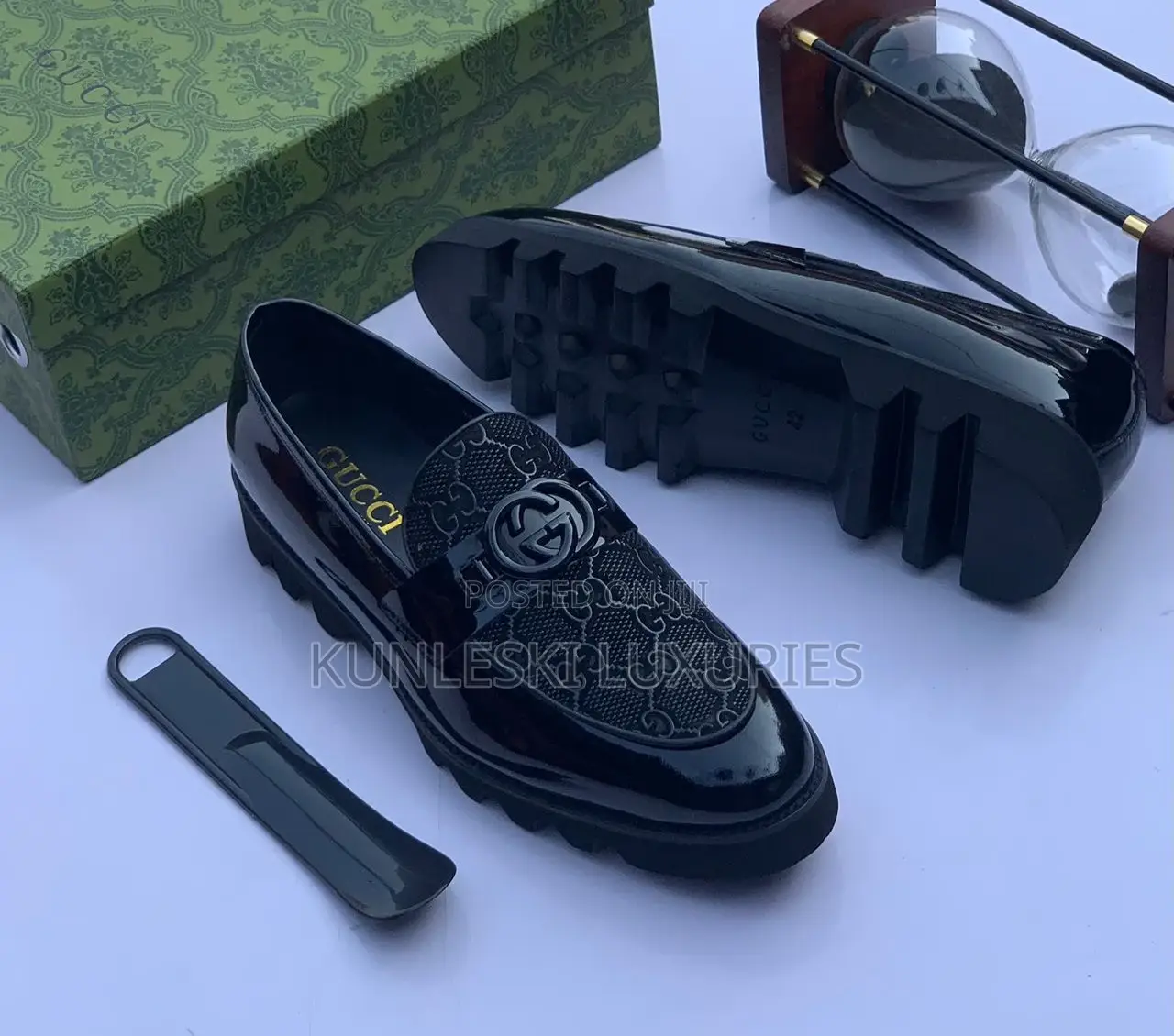 Original Gucci Men Leather Loafers Shoe