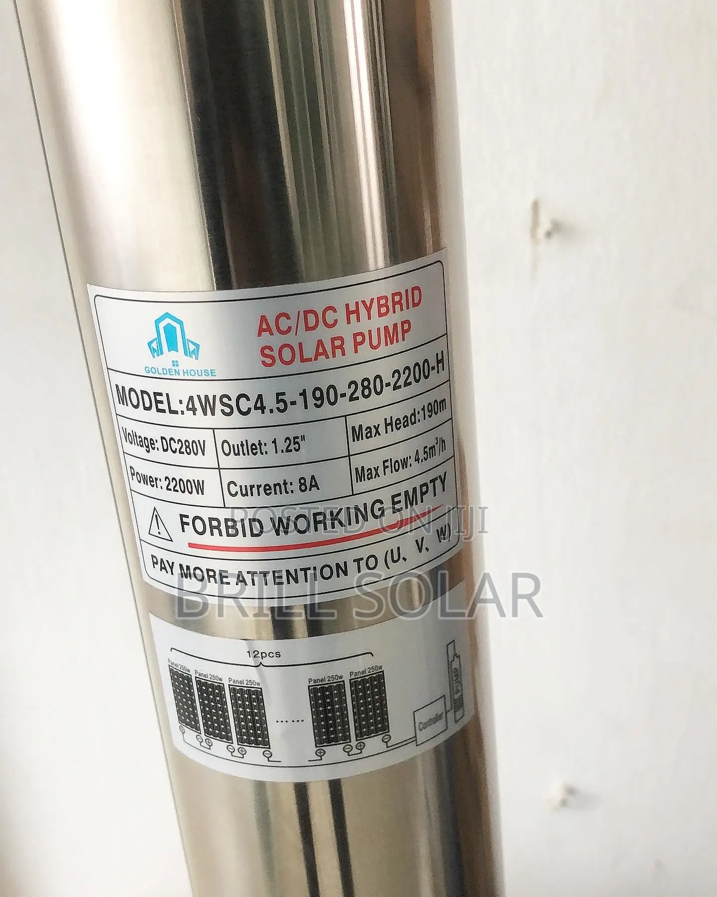 3hp Golden House Ac/Dc Hybrid Solar Submersible Pump