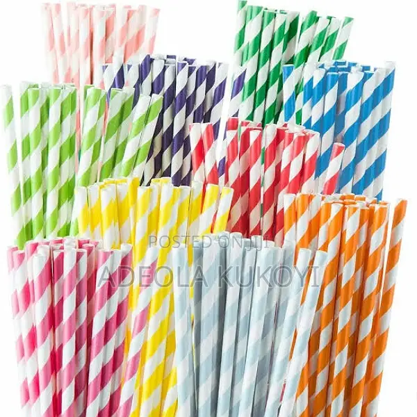 20 Packs of Coloured Paper Straws With White Strap