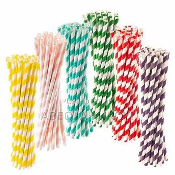 20 Packs of Coloured Paper Straws With White Strap