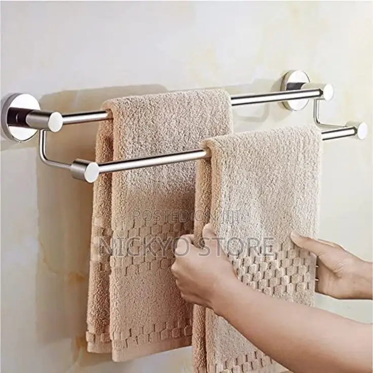 Wall-Mounted Double Towel Bar – Stainless Steel Finish 60cm
