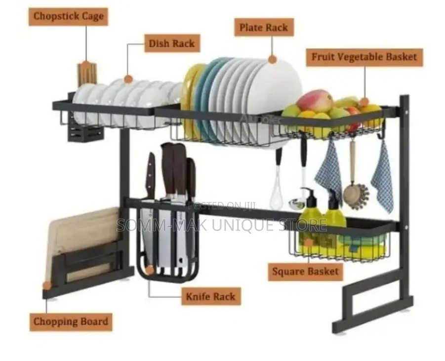 Over the Sink Stainless Steel Dish Drainer Rack - 65cm