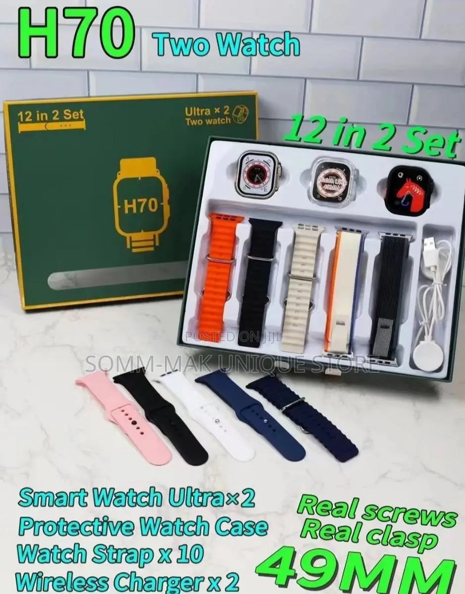 H70 12 in 2 Set Smart Watch With Straps