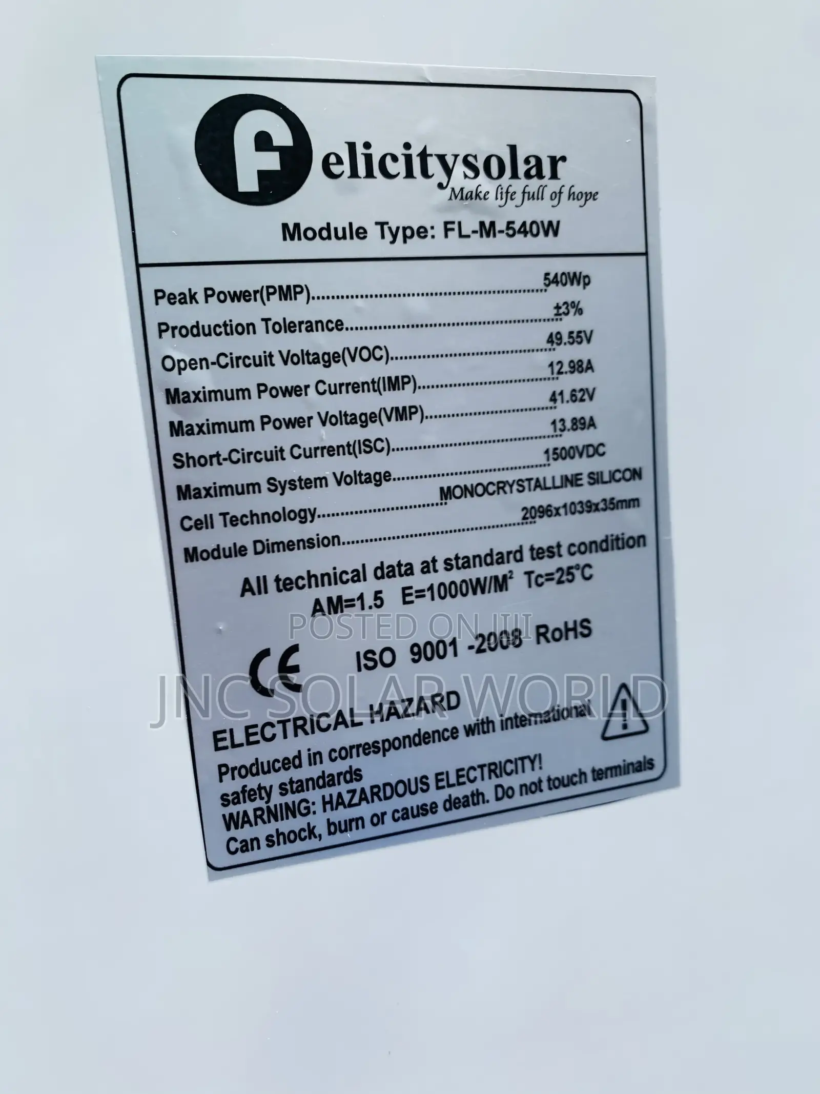 540w Felicitysolar Panels Mono 120 Cell