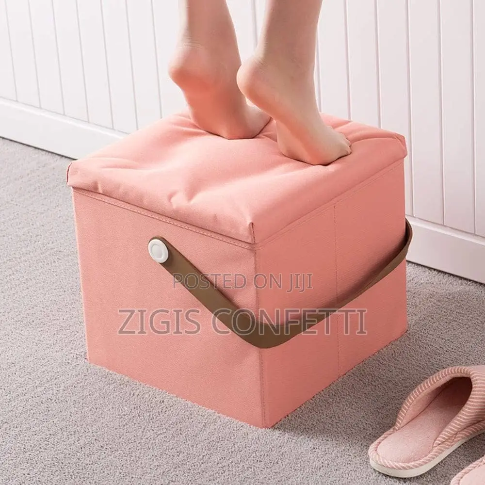 Folding Storage Stool Ottoman