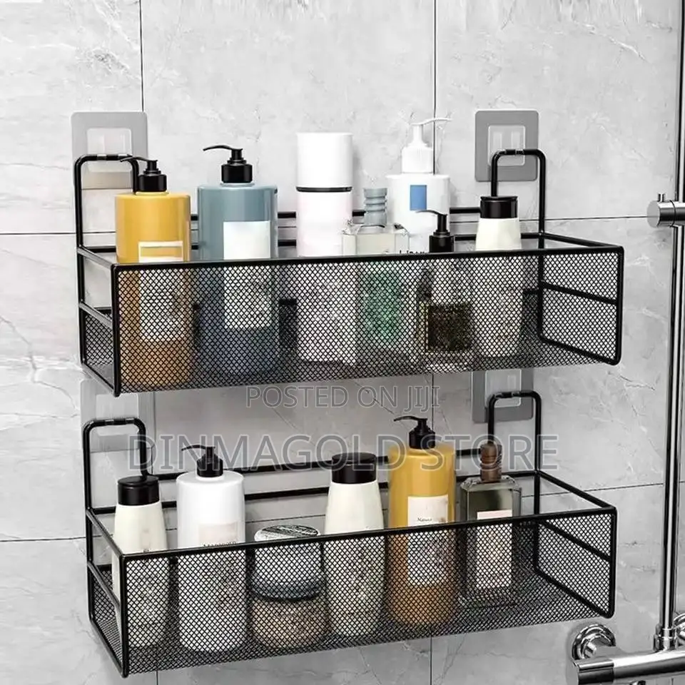 Black Wall-Mounted Bathroom Shelf