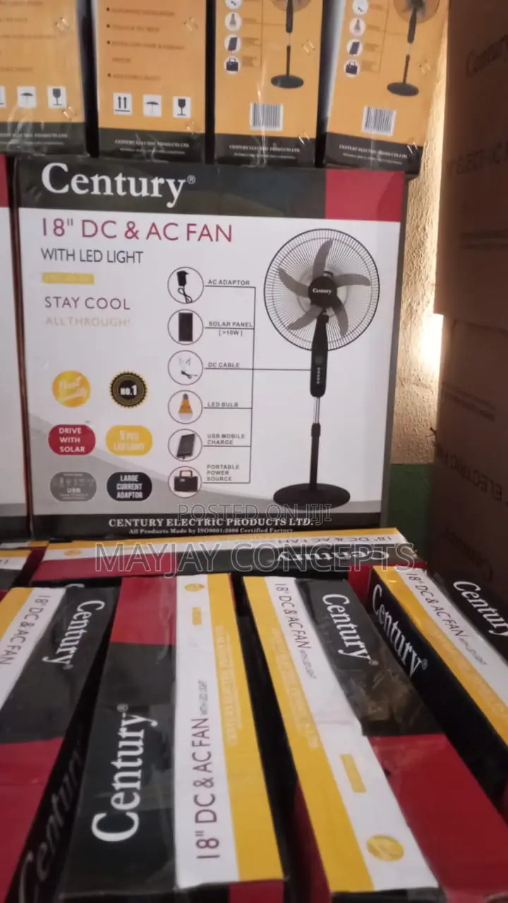 18" 3-in-1 Century Ac/Dc Solar Standing Fan With Led Light