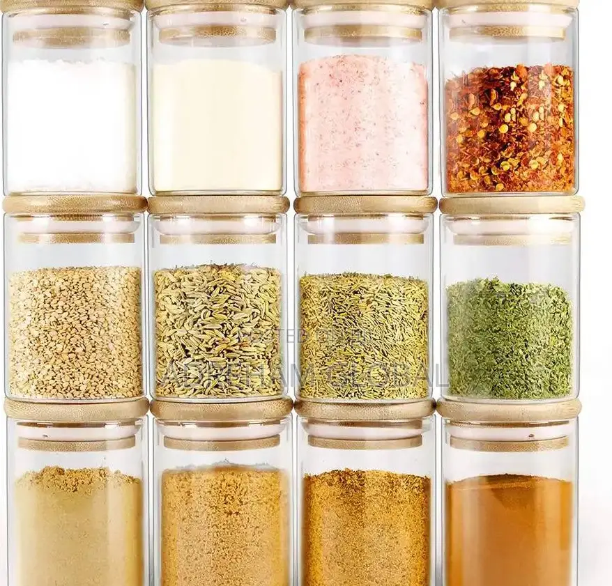 12pcs Glass Jars With Bamboo Lids Kitchen Sets Food Storage