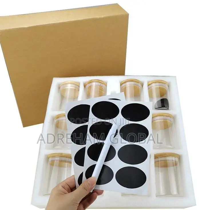 12pcs Glass Jars With Bamboo Lids Kitchen Sets Food Storage