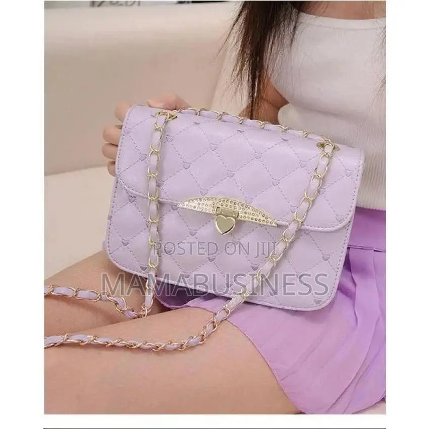 Women's Quilted Crosbody Chain Strap Bag - Purple
