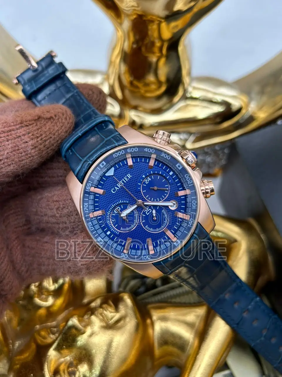 Original CARTIER BLUE Dail LEATHER WATCH Available in Store