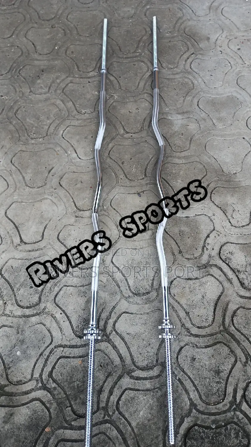Barbell Zig-Zag Bar/Rod for Weight Plate With Spin Lock