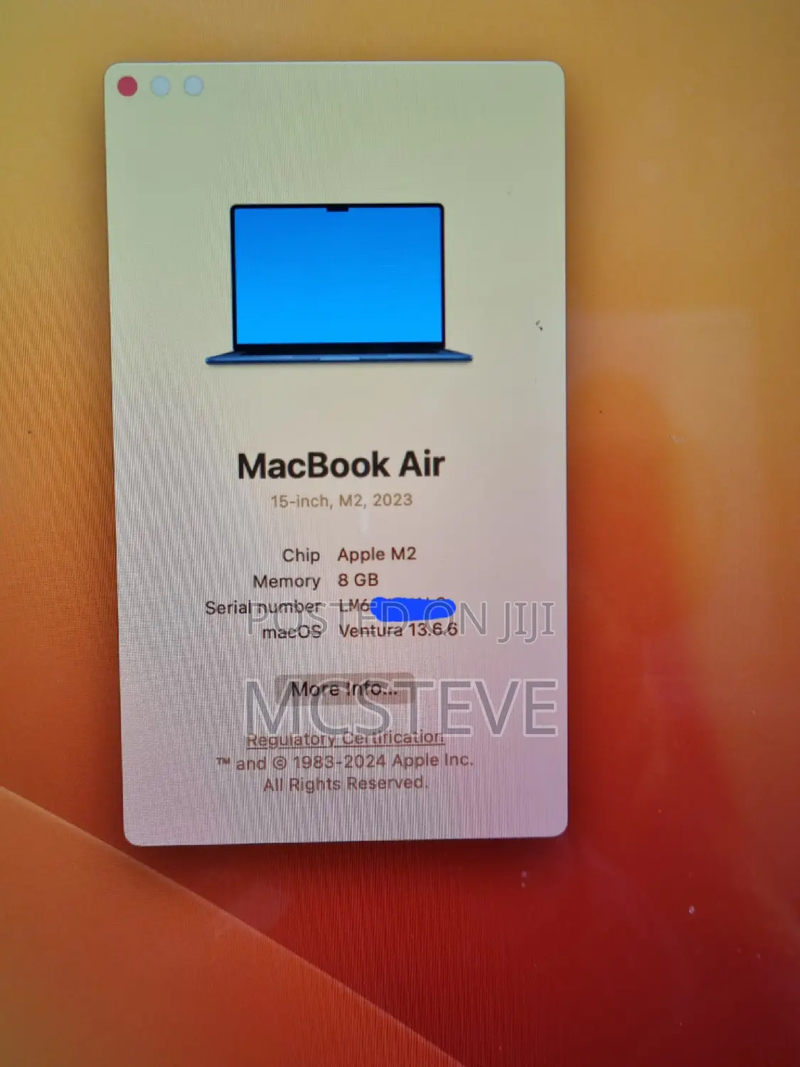 New Laptop Apple MacBook Air 2023 M2 8GB Apple M2 SSD 256GB