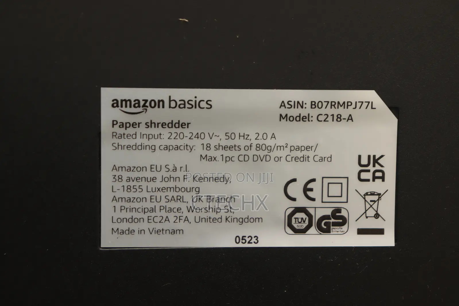 Amazon Basics 18 Sheet Cross Cut Paper Card Shredder
