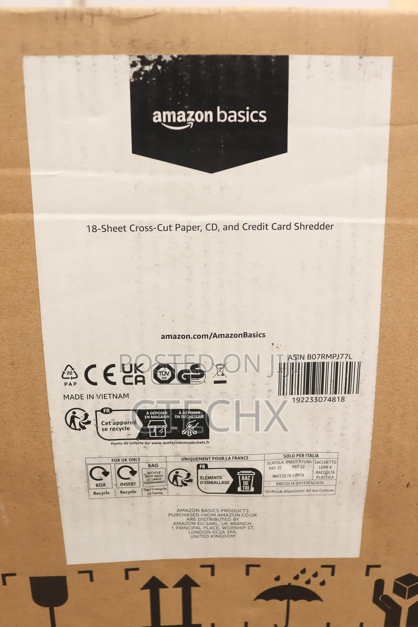 Amazon Basics 18 Sheet Cross Cut Paper Card Shredder