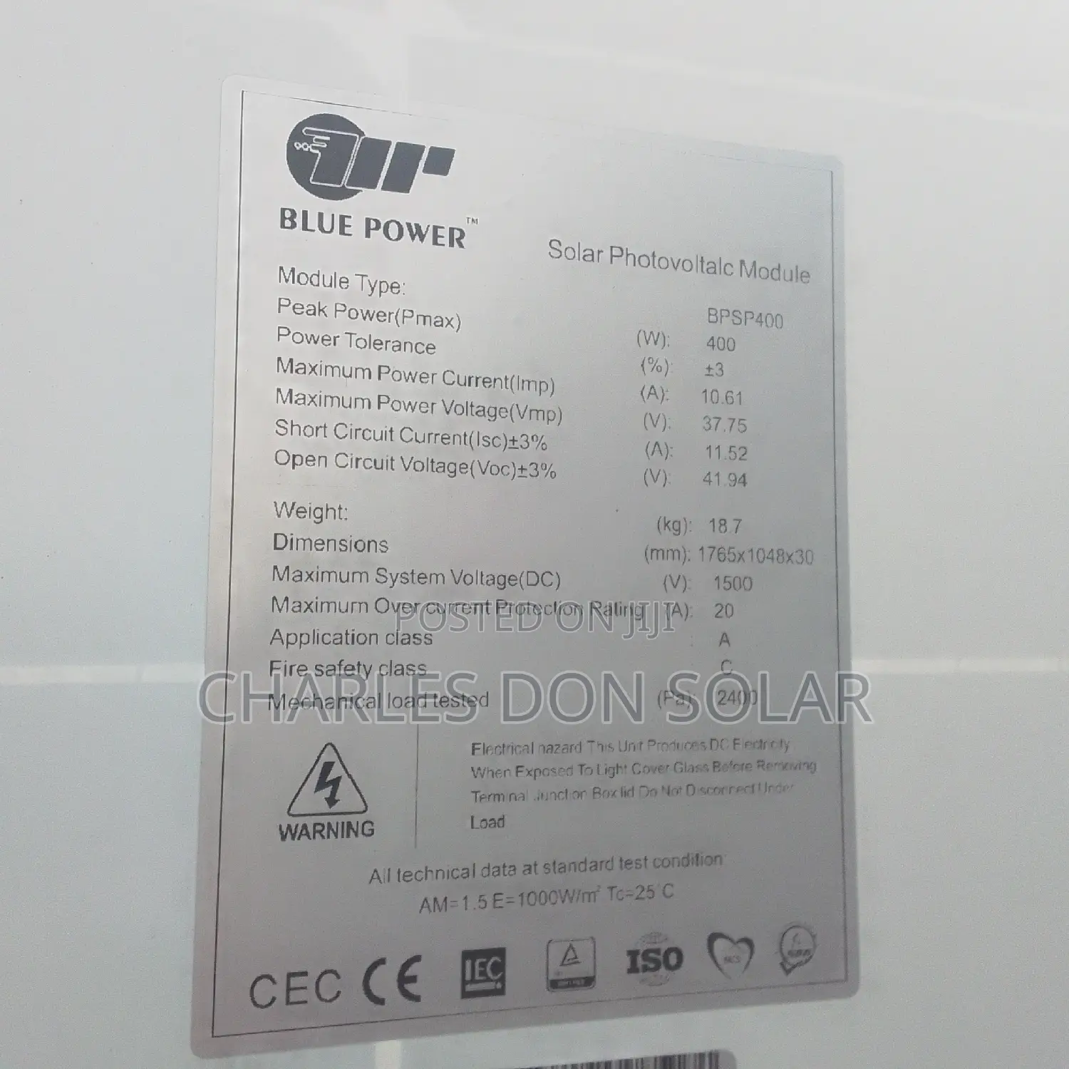 Blue Power 400w Solar Panel