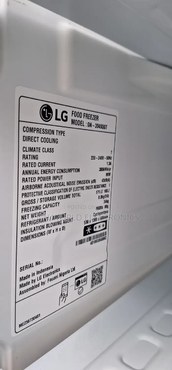 New Lg  Upright Standing Freezer(110w) For Ice Block